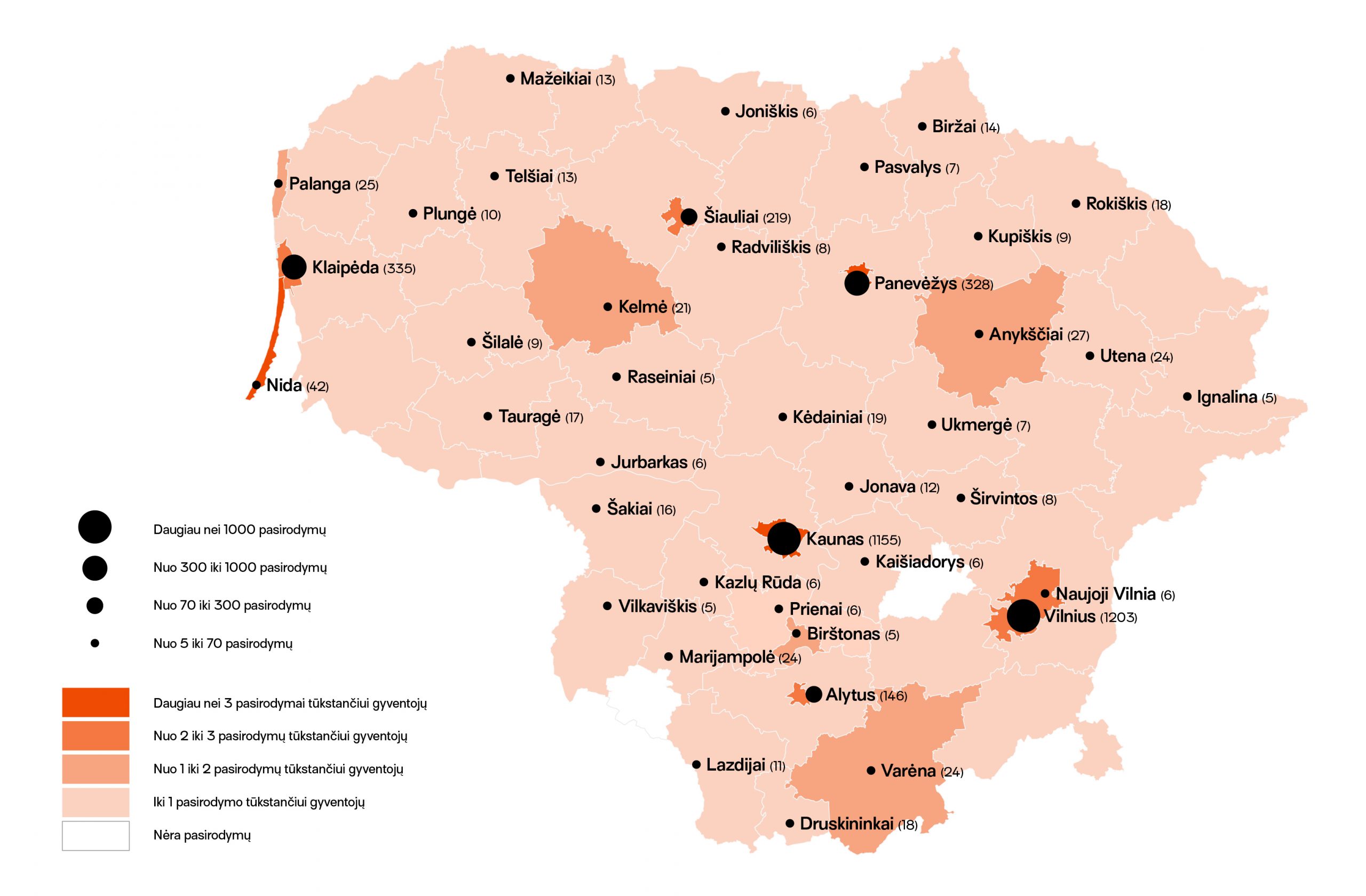 Meno renginiai (pasirodymai) Lietuvos vietovėse 2019